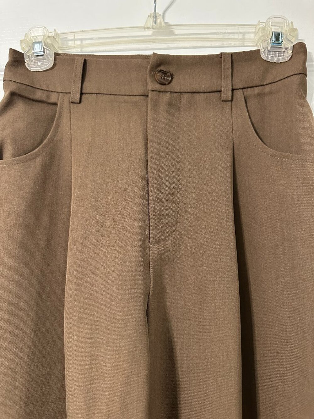 Simple Retro Brown Straight Leg Trouser